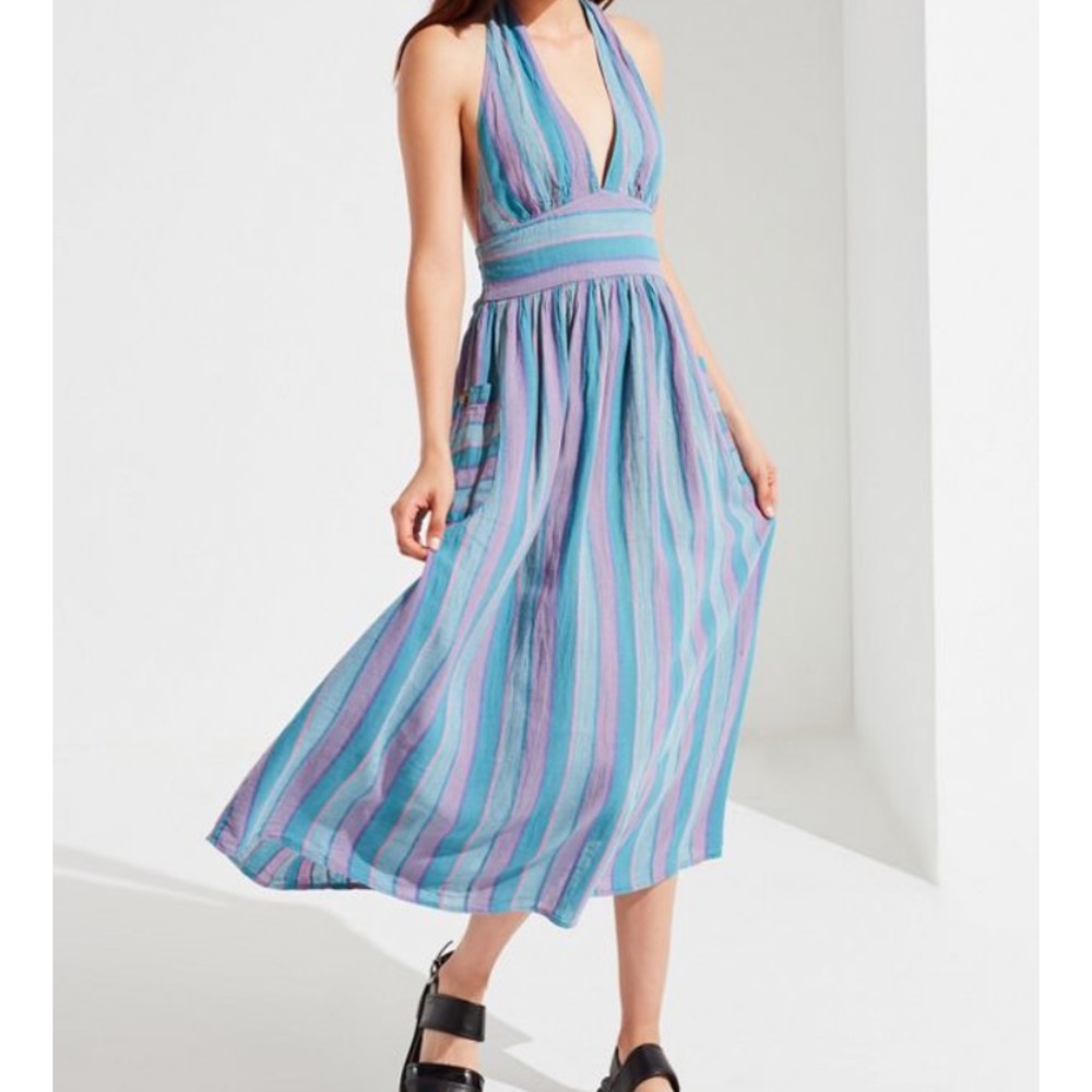 UO linen Betsey Halter Midi Dress